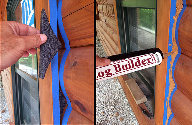 Log Gap Cap Sealing with Caulking