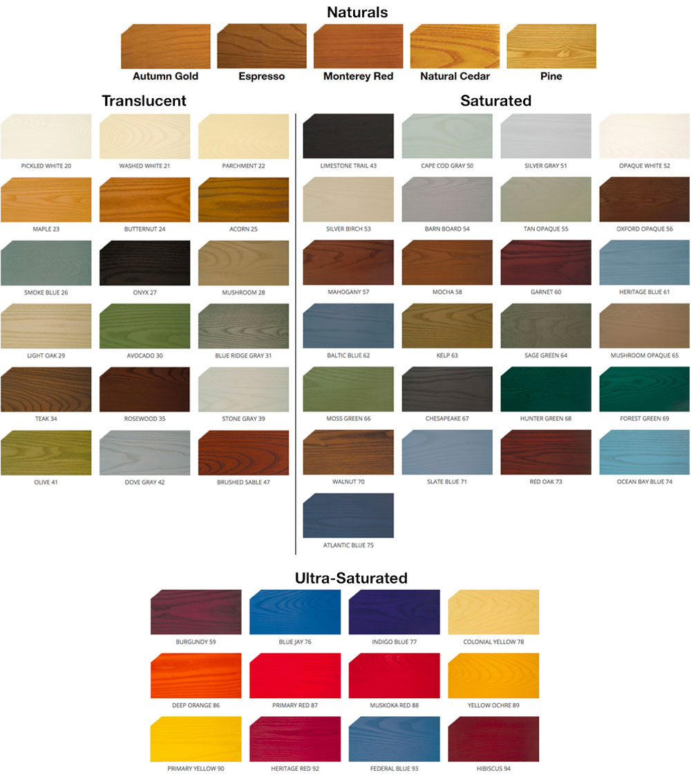 Sansin Stain Color Chart