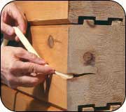 Install backer rod into the log checks