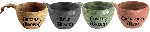 Kupilka Original Brown, Kelo Black, Conifer Green, & Cranberry Red